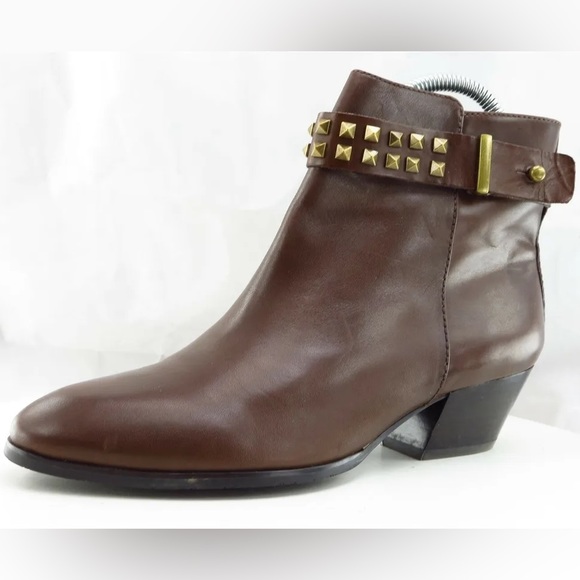 FRANCO SARTO Women’s Studded Genuine Leather Heeled Ankle Boot - brown, size 7.5 - Picture 2 of 9